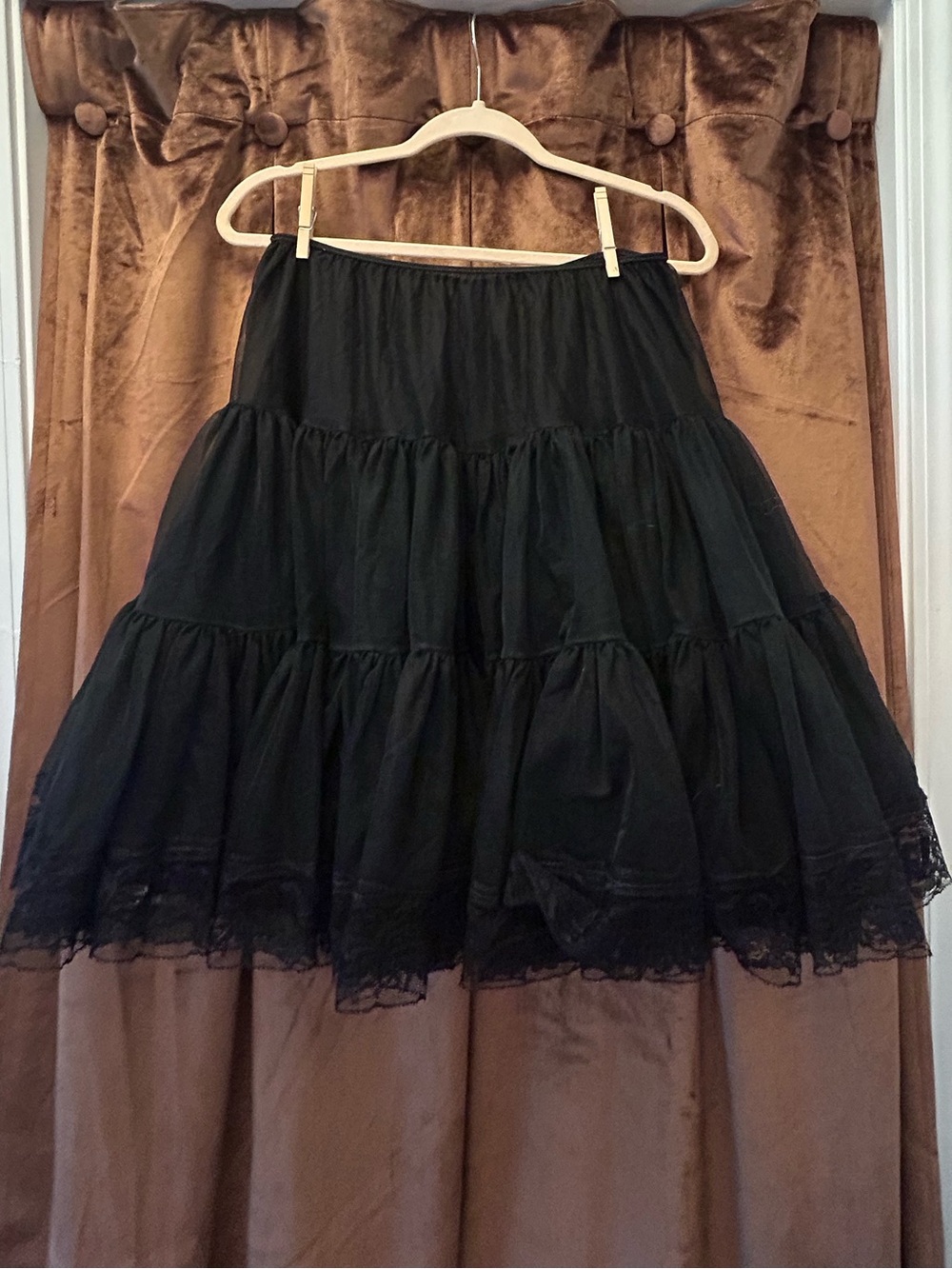 Vintage Gothic Black Chiffon Tiered Petticoat